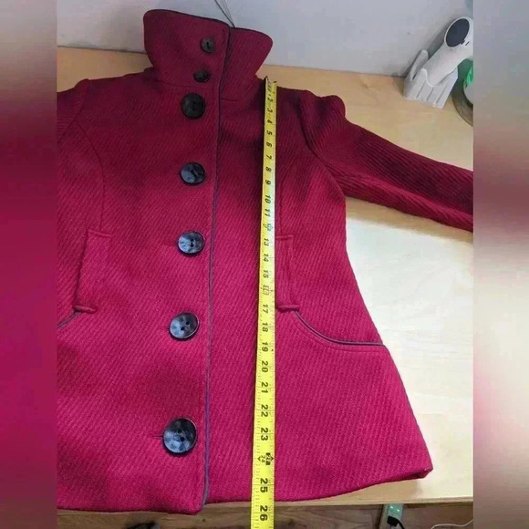 SOÏA & KYO women Pea  Coat red color size small Made in Canada Wool+Nylon - Picture 12 of 12